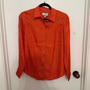 J. Crew Bright Orange Geometric Shirt